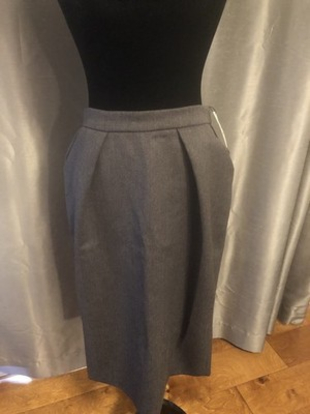 D&G Dolce Gabbana Charcoal Wool Pencil Skirt